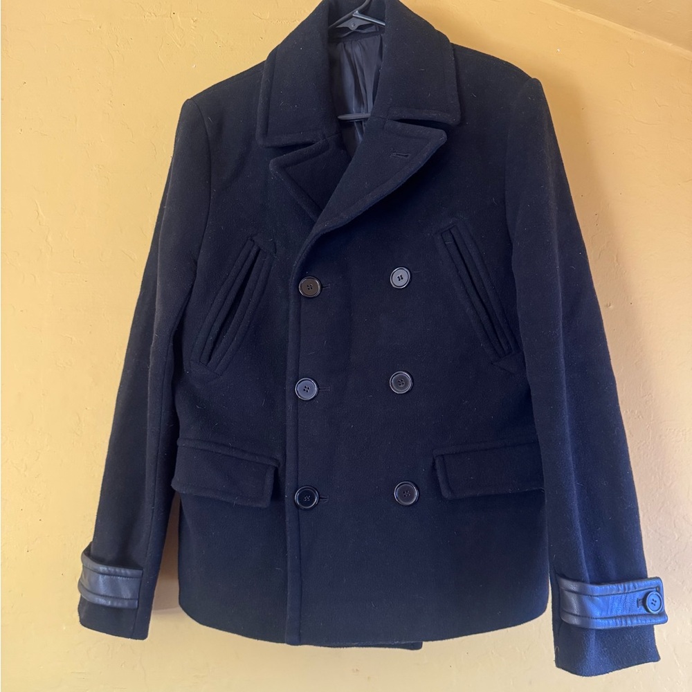 Men's Black Double-Breasted Peacoat